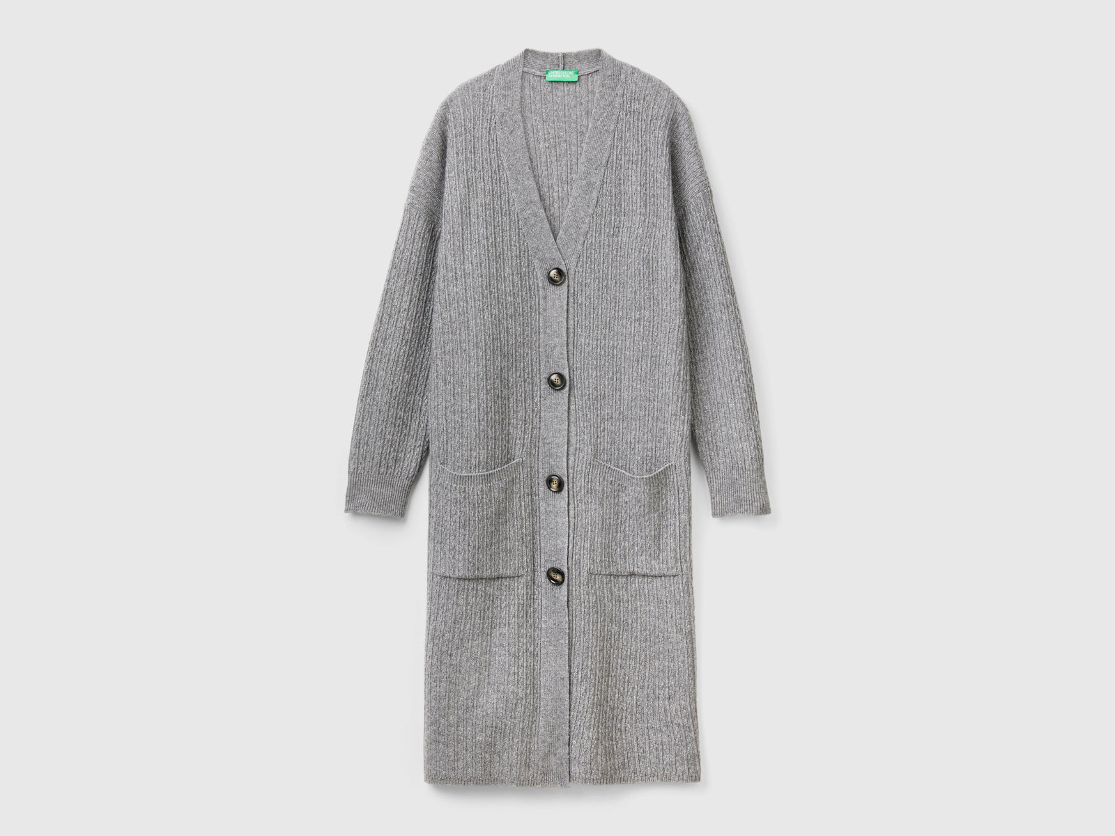 Long wool blend cardigan da donna grigio chiaro | Benetton Outlet