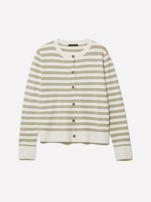 Cardigan a righe e bianco panna