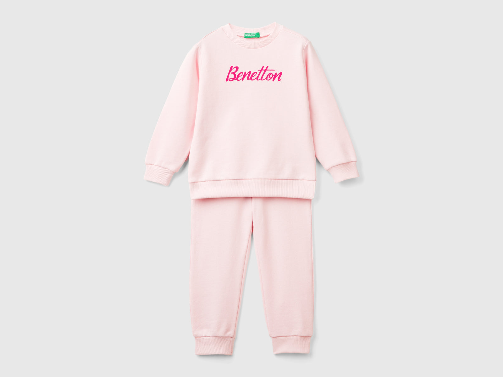 Tuta in felpa con logo da bimbo rosa | Benetton Outlet
