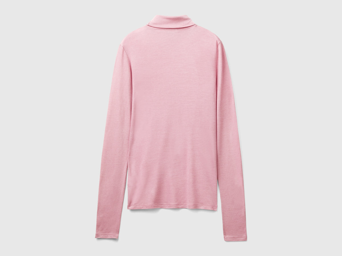 T-shirt lupetto in misto viscosa e cashmere