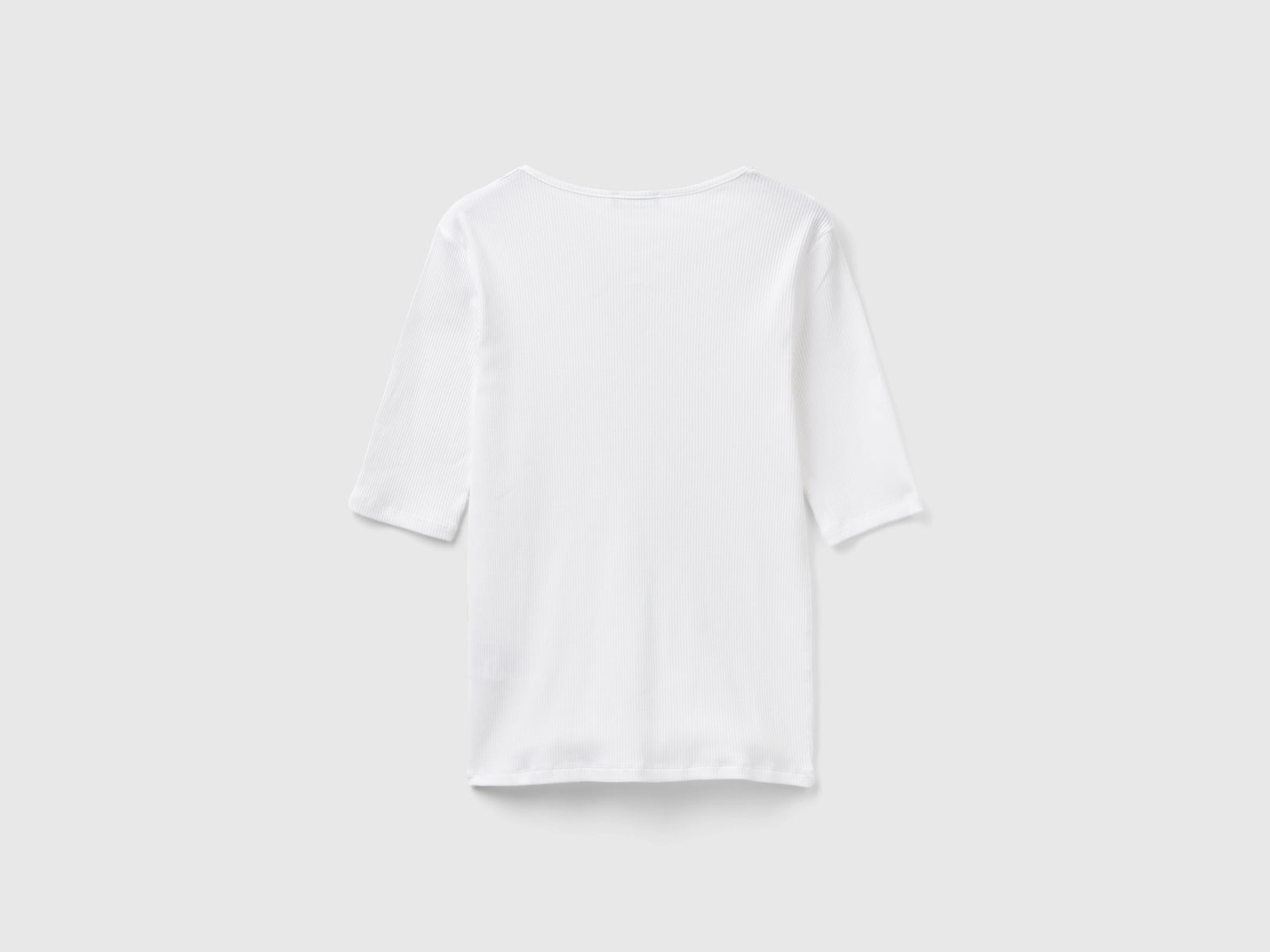Maglietta scollo a V slim fit da donna bianco 2 | Benetton Outlet