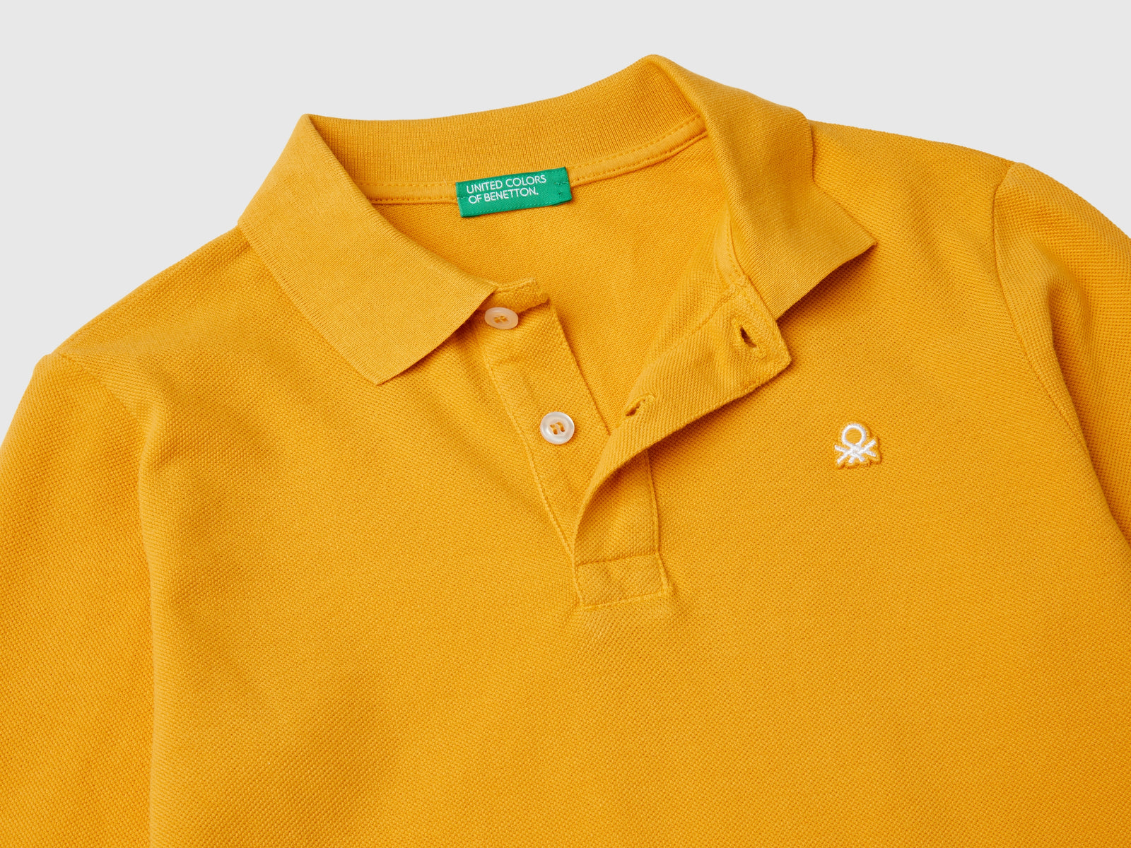 Polo manica lunga 100% cotone bio da bambino senape 3 | Benetton Outlet