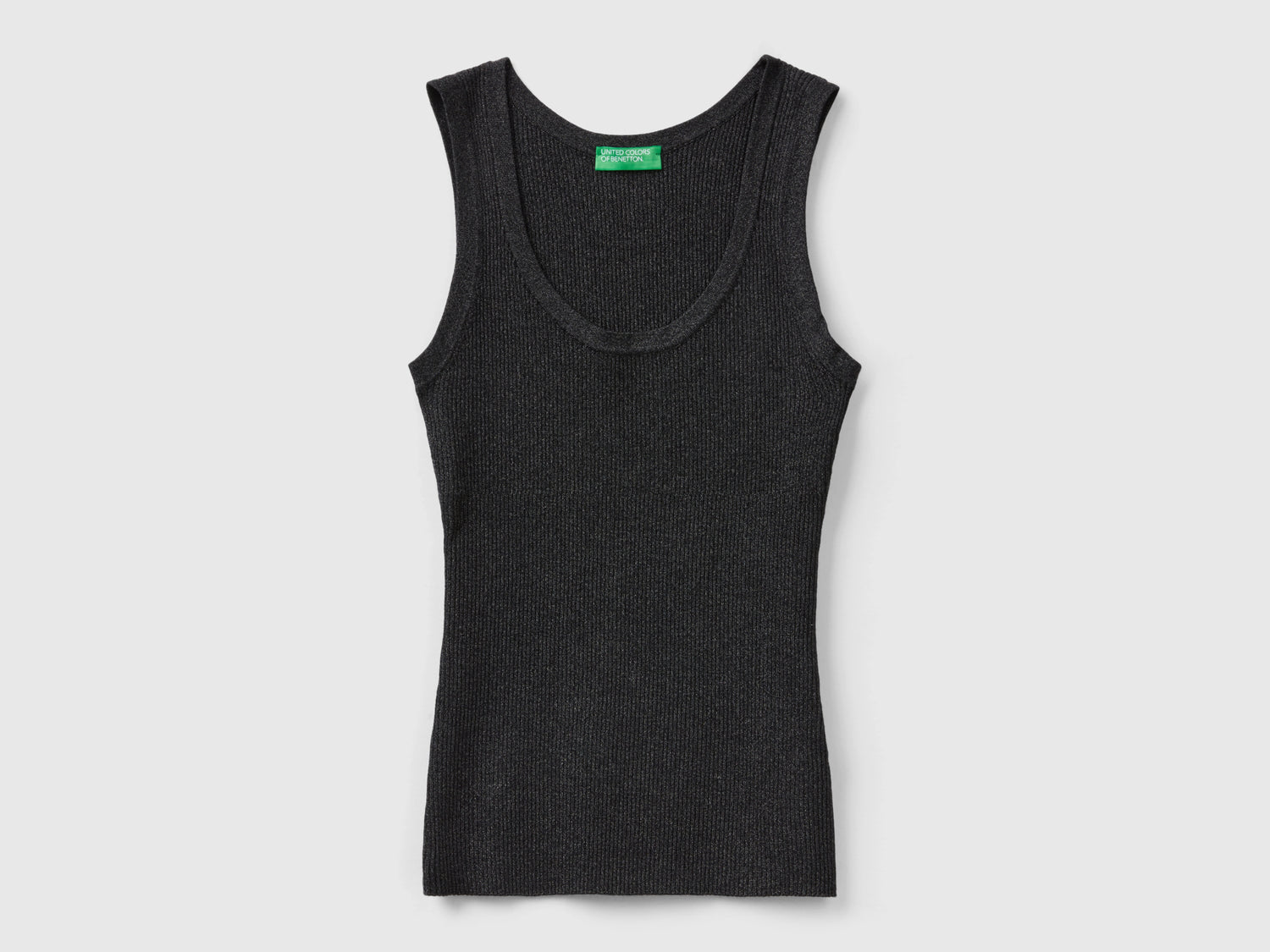Canotta a costine con lurex da donna nero | Benetton Outlet