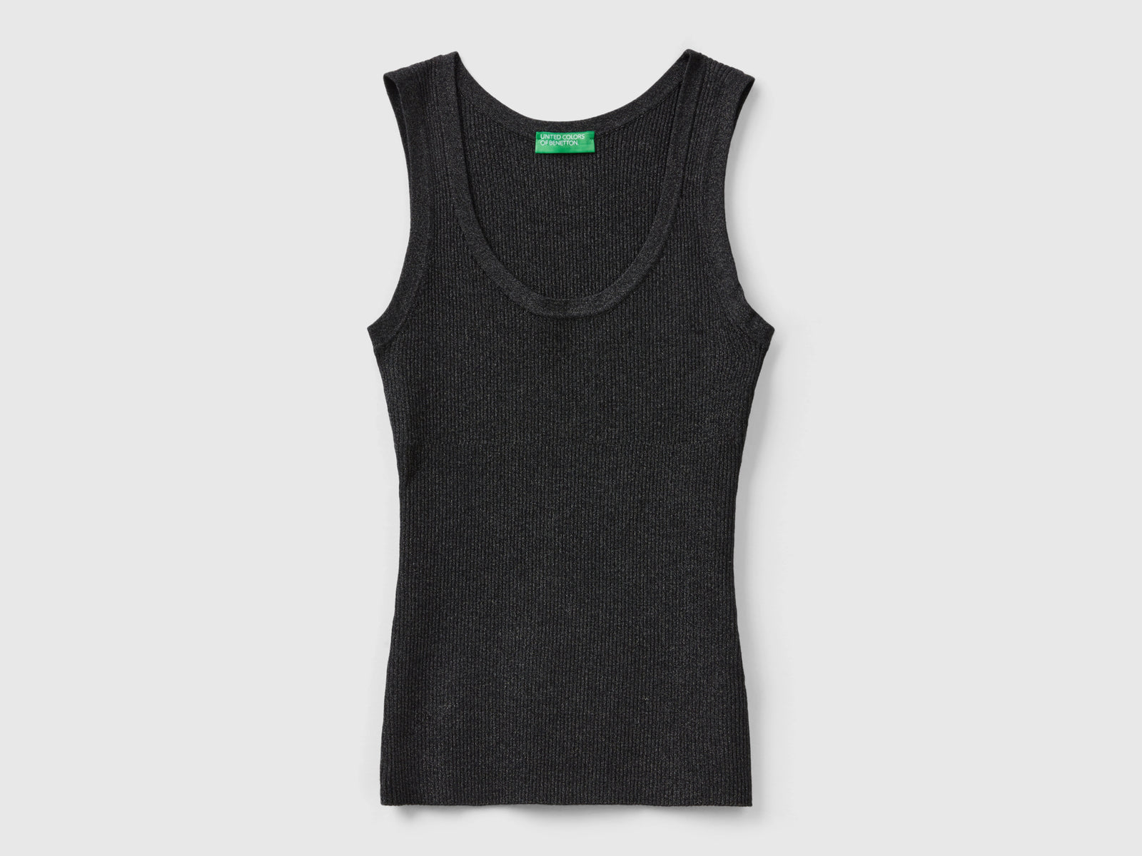 Canotta a costine con lurex da donna nero | Benetton Outlet