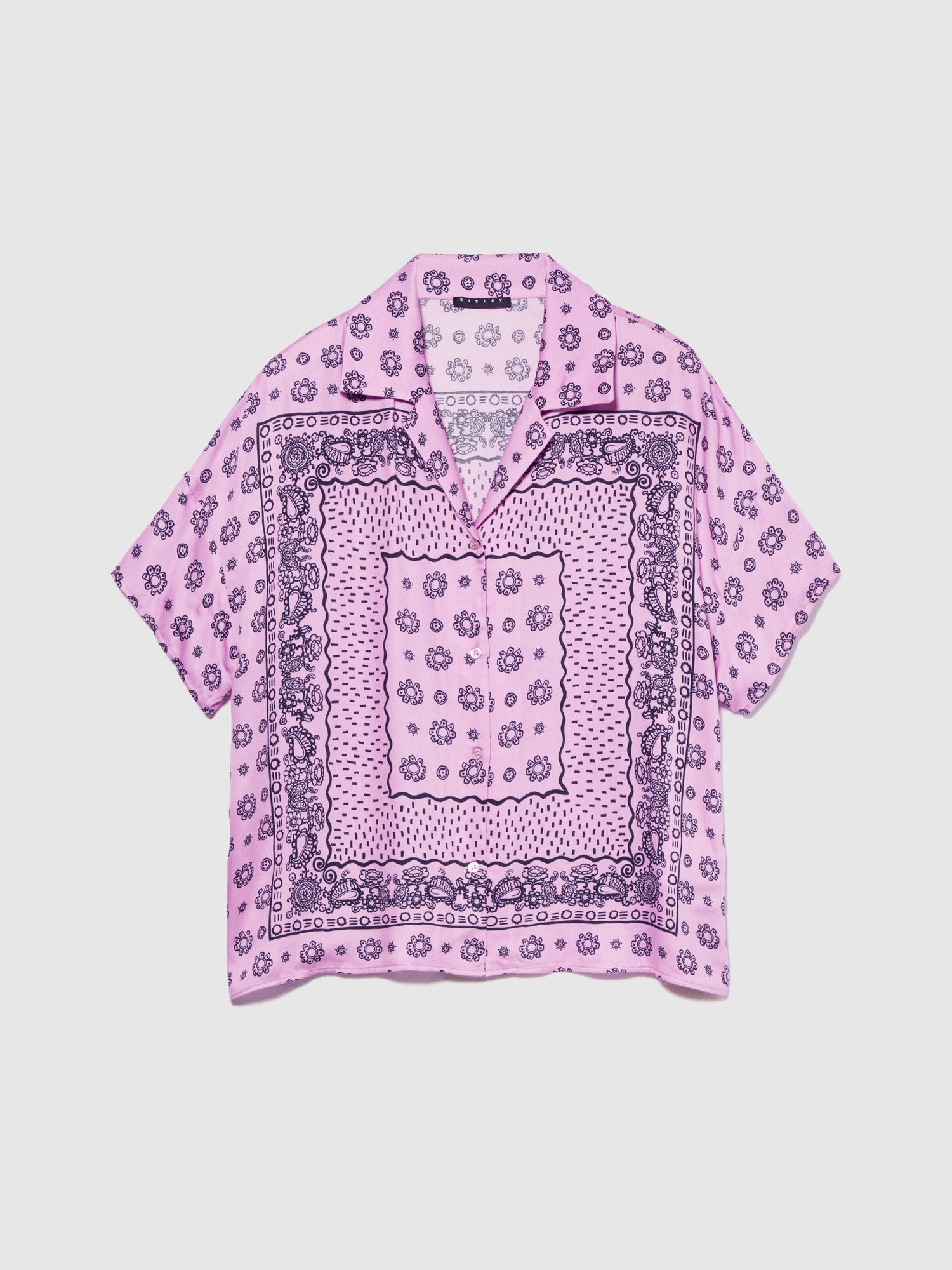 Camicia stampata a maniche corte da donna rosa tenue | Sisley Outlet