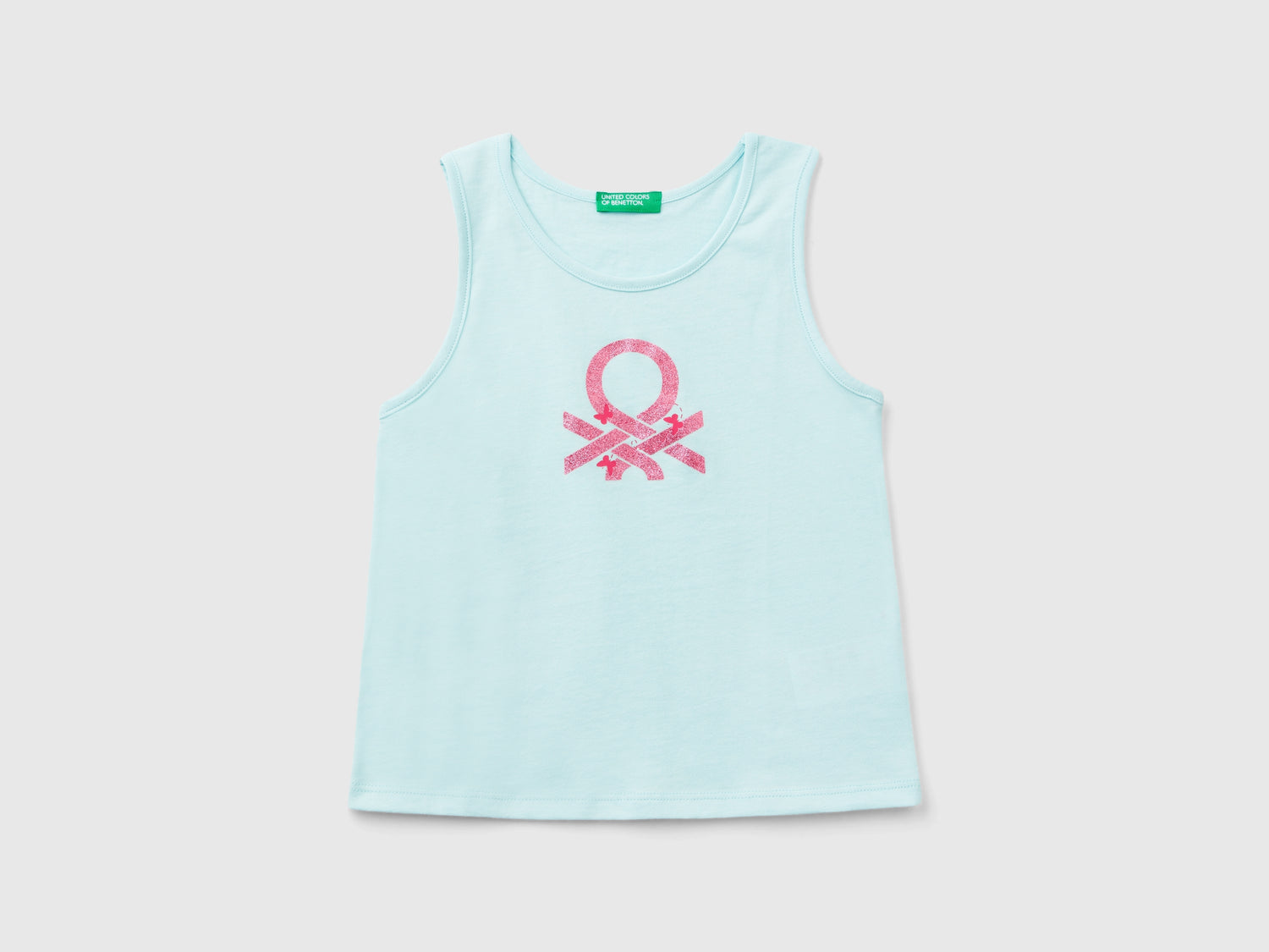 Canotta con logo in cotone bio da bimba azzurro | Benetton Outlet