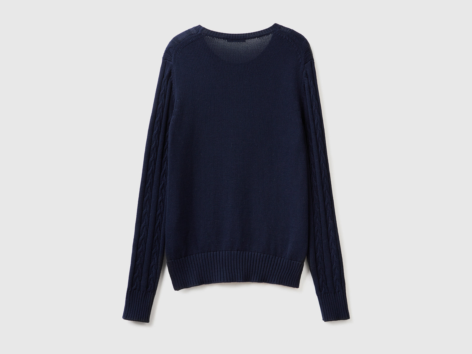 Maglia a trecce 100% cotone da donna blu scuro 2 | Benetton Outlet
