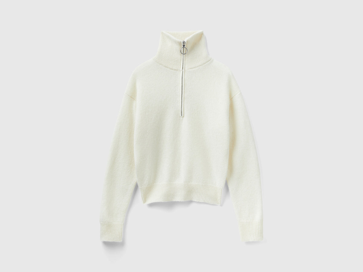Maglione collo alto in pura lana Shetland