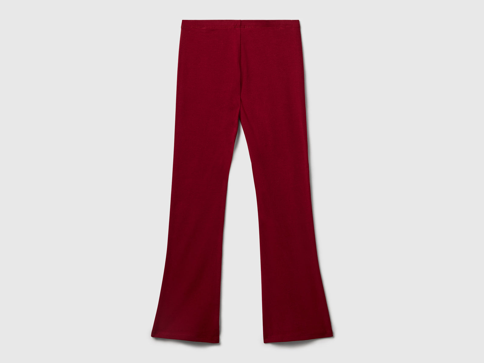Leggings a zampa in cotone stretch da bambina bordeaux 2 | Benetton Outlet
