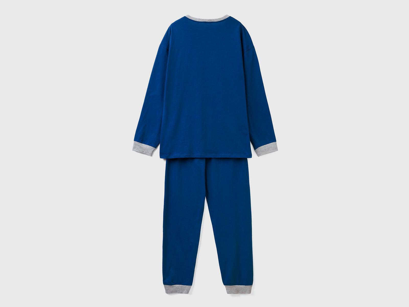 Pigiama lungo in puro cotone da uomo blu scuro 2 | Benetton Outlet