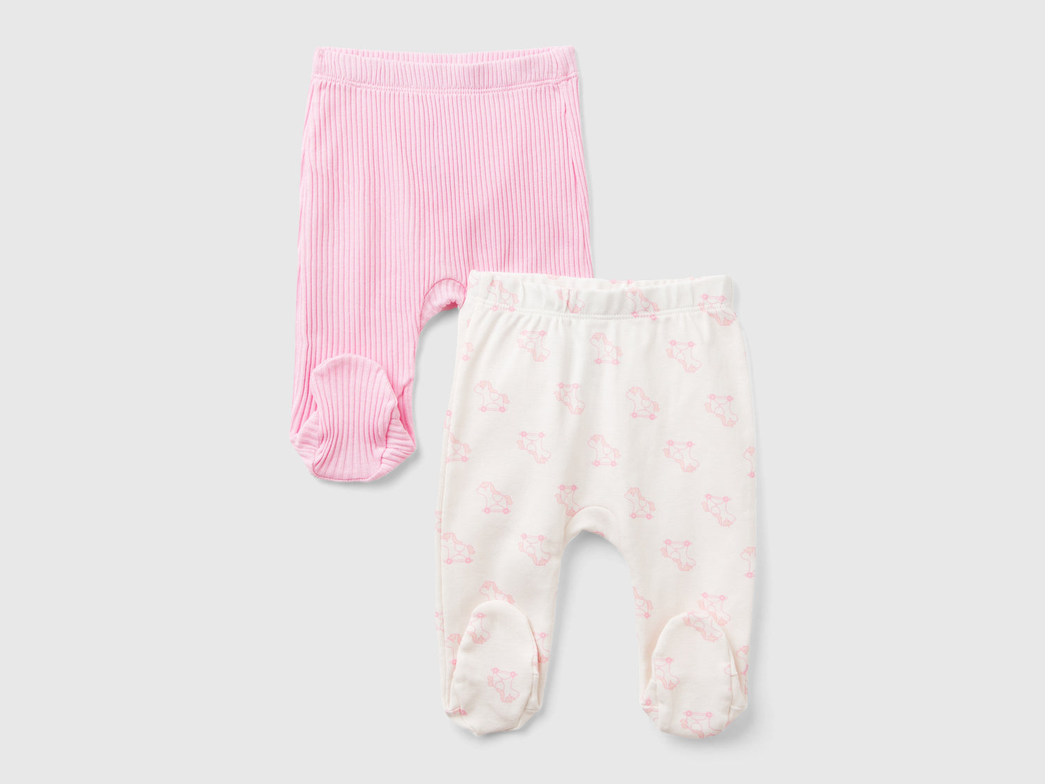 Due pantaloni in cotone bio da neonato rosa | Benetton Outlet