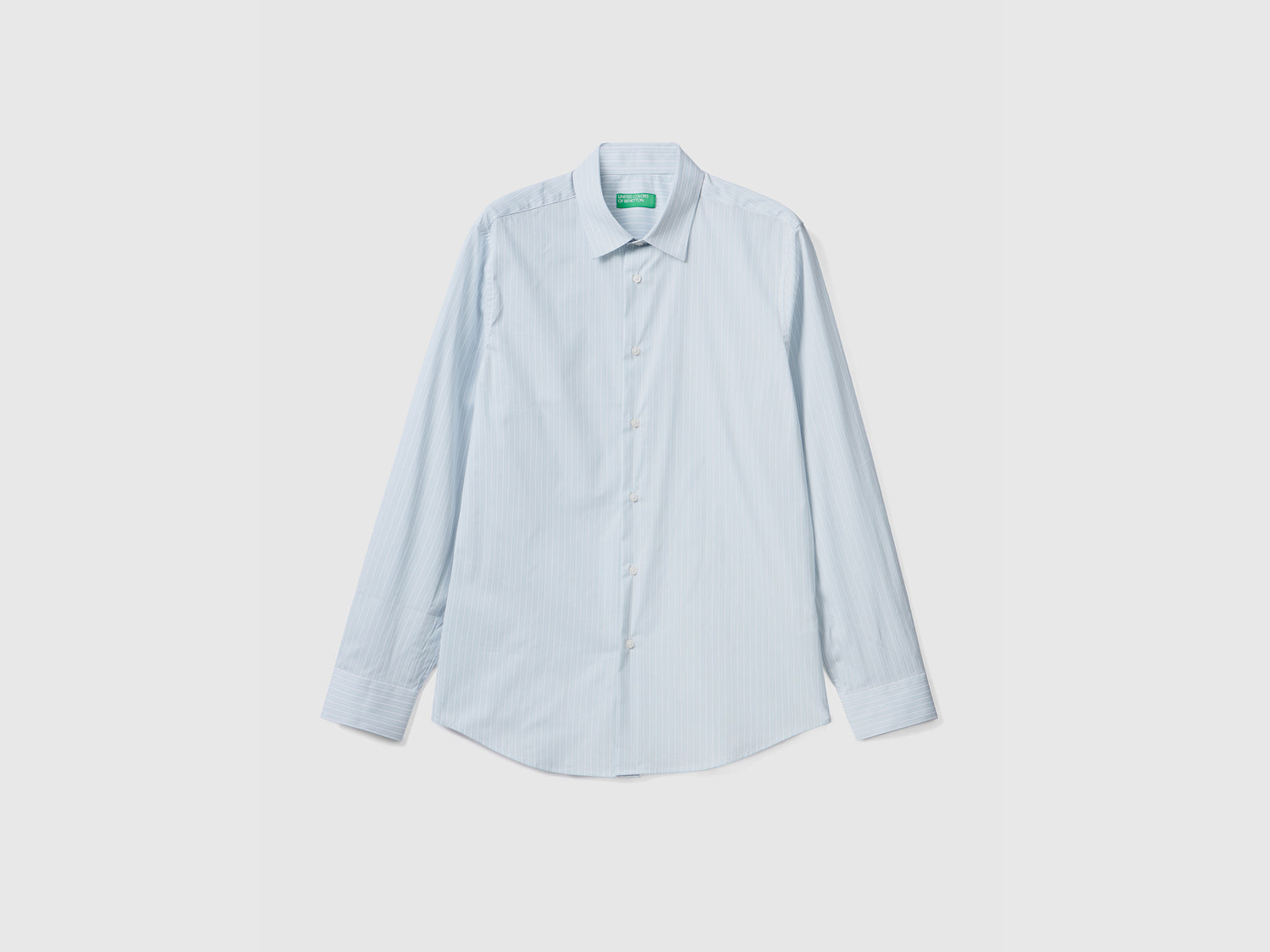 Camicia slim fit in misto cotone stretch da uomo bianco | Benetton Outlet