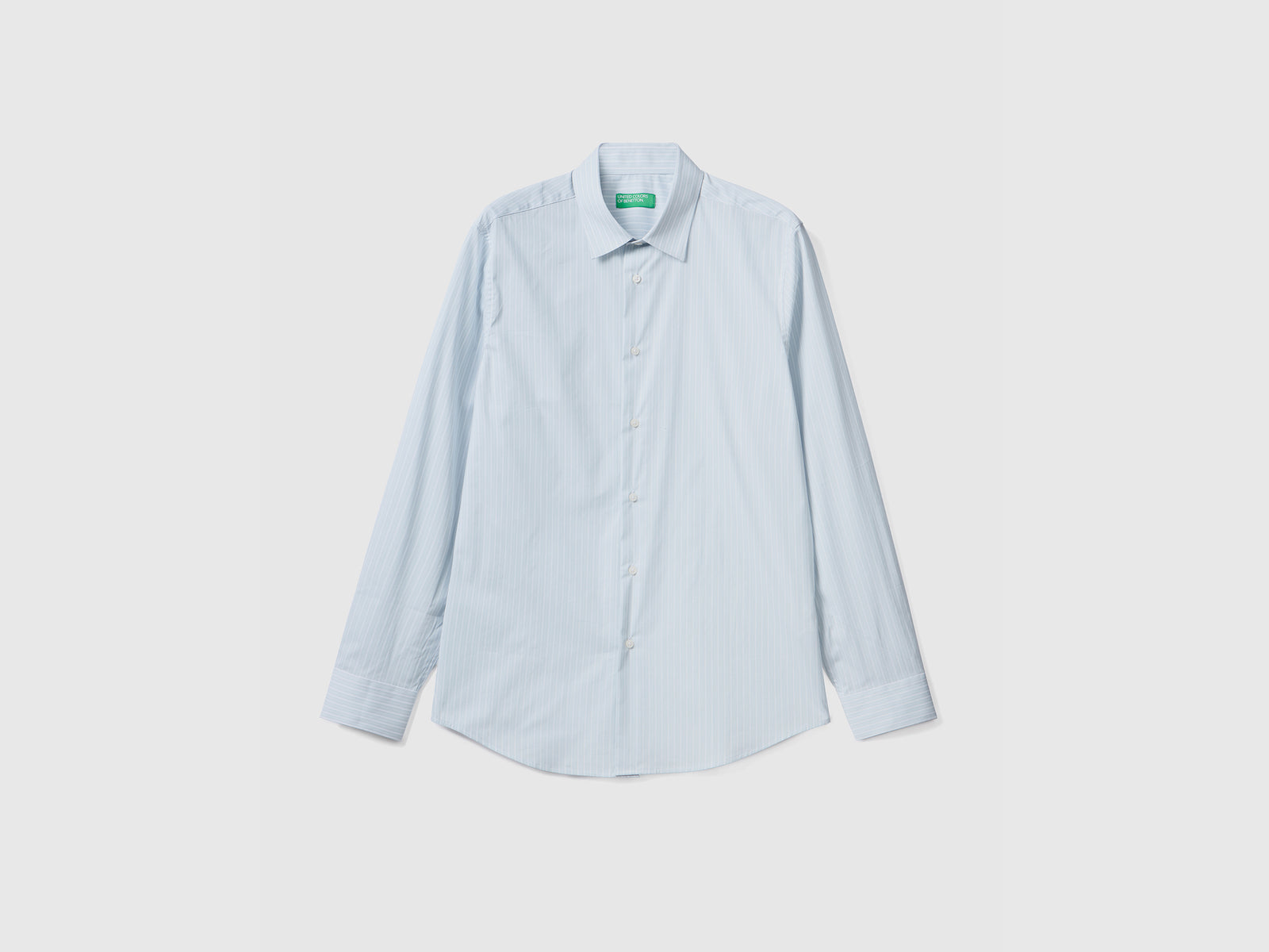Camicia slim fit in misto cotone stretch da uomo bianco | Benetton Outlet