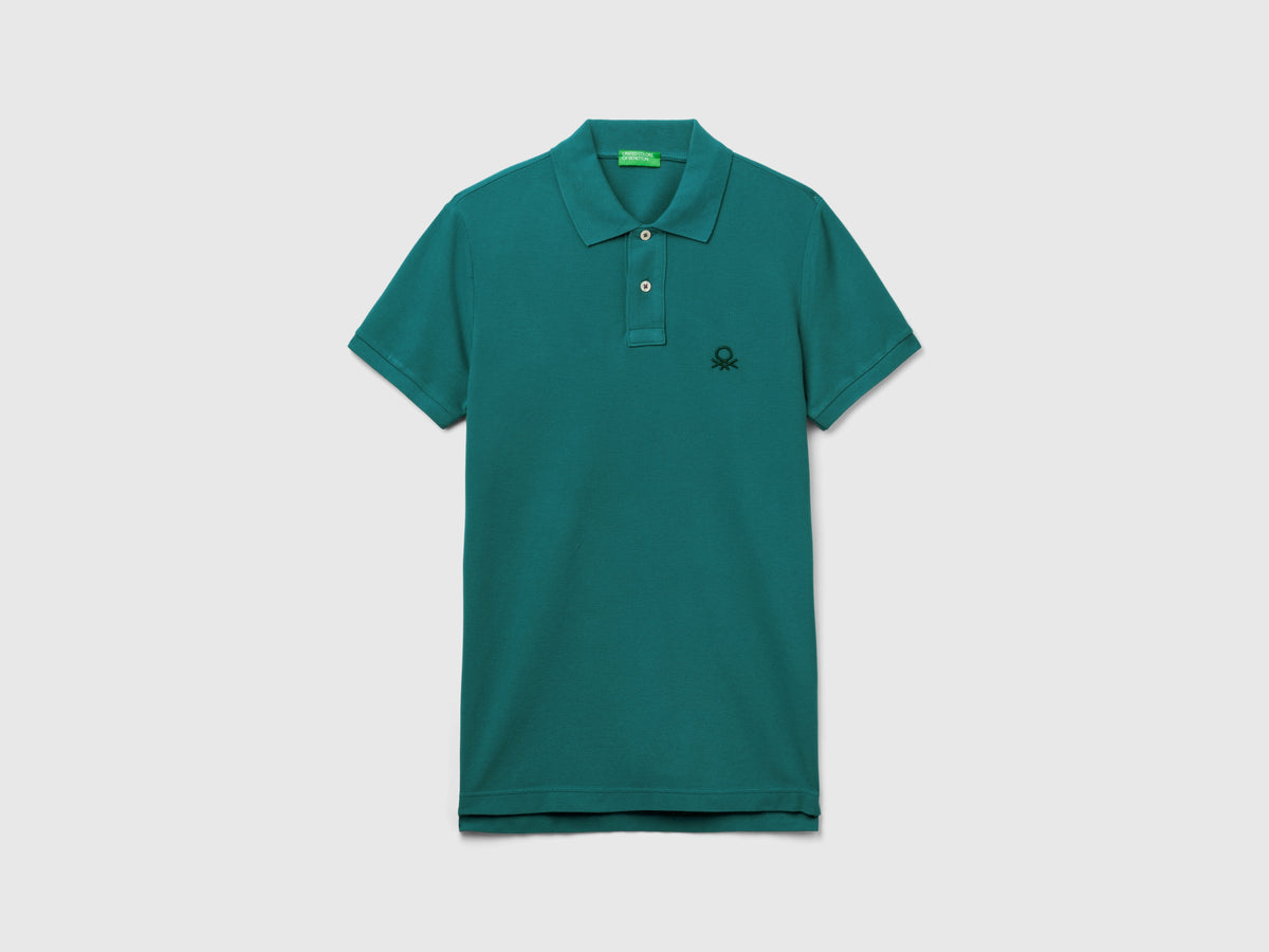 Polo verde ottanio slim fit