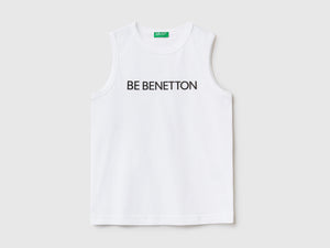 T-shirt smanicata girocollo in puro cotone