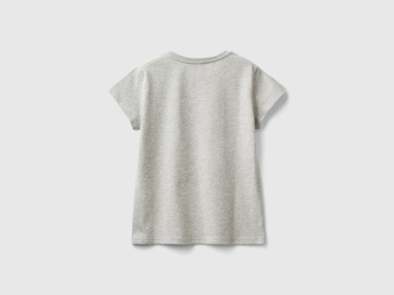 T-shirt con logo glitter in cotone bio da bambina grigio chiaro 2 | Benetton Outlet