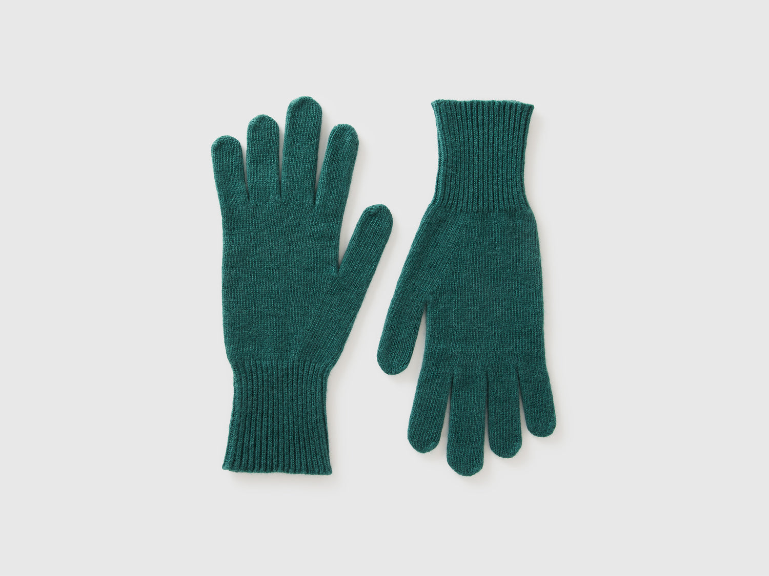 Guanti in pura lana Merino da donna verde scuro | Benetton Outlet