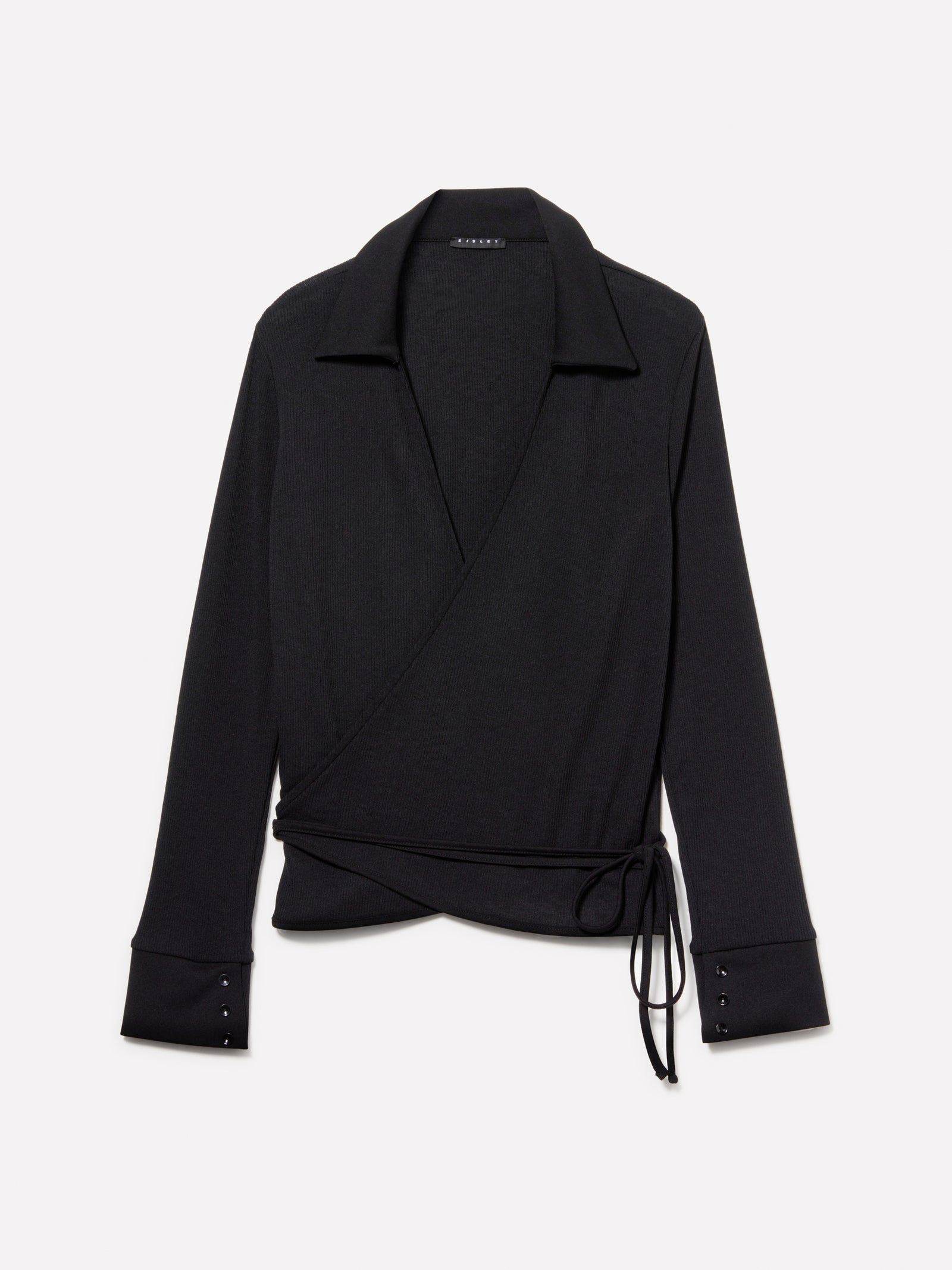 T-shirt incrociata da donna nero | Sisley Outlet