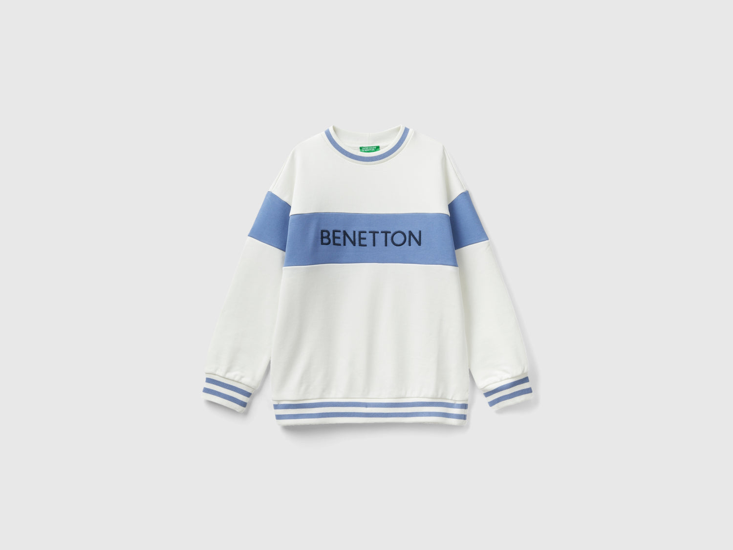 Felpa con ricamo logo da bambino bianco panna | Benetton Outlet