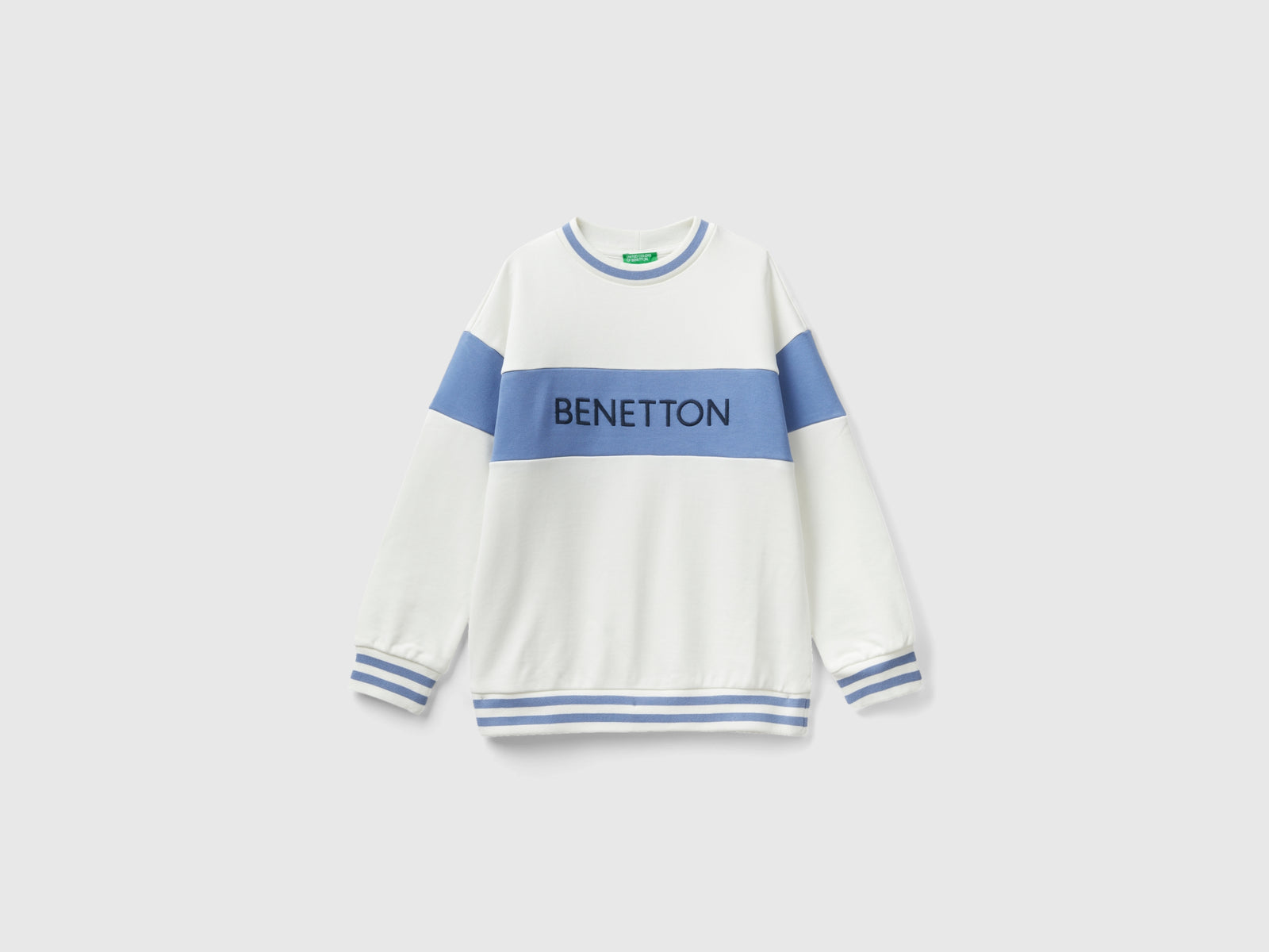 Felpa con ricamo logo da bambino bianco panna | Benetton Outlet