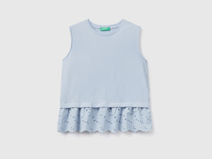 T-shirt girocollo smanicata in puro cotone dalla vestibilità boxy