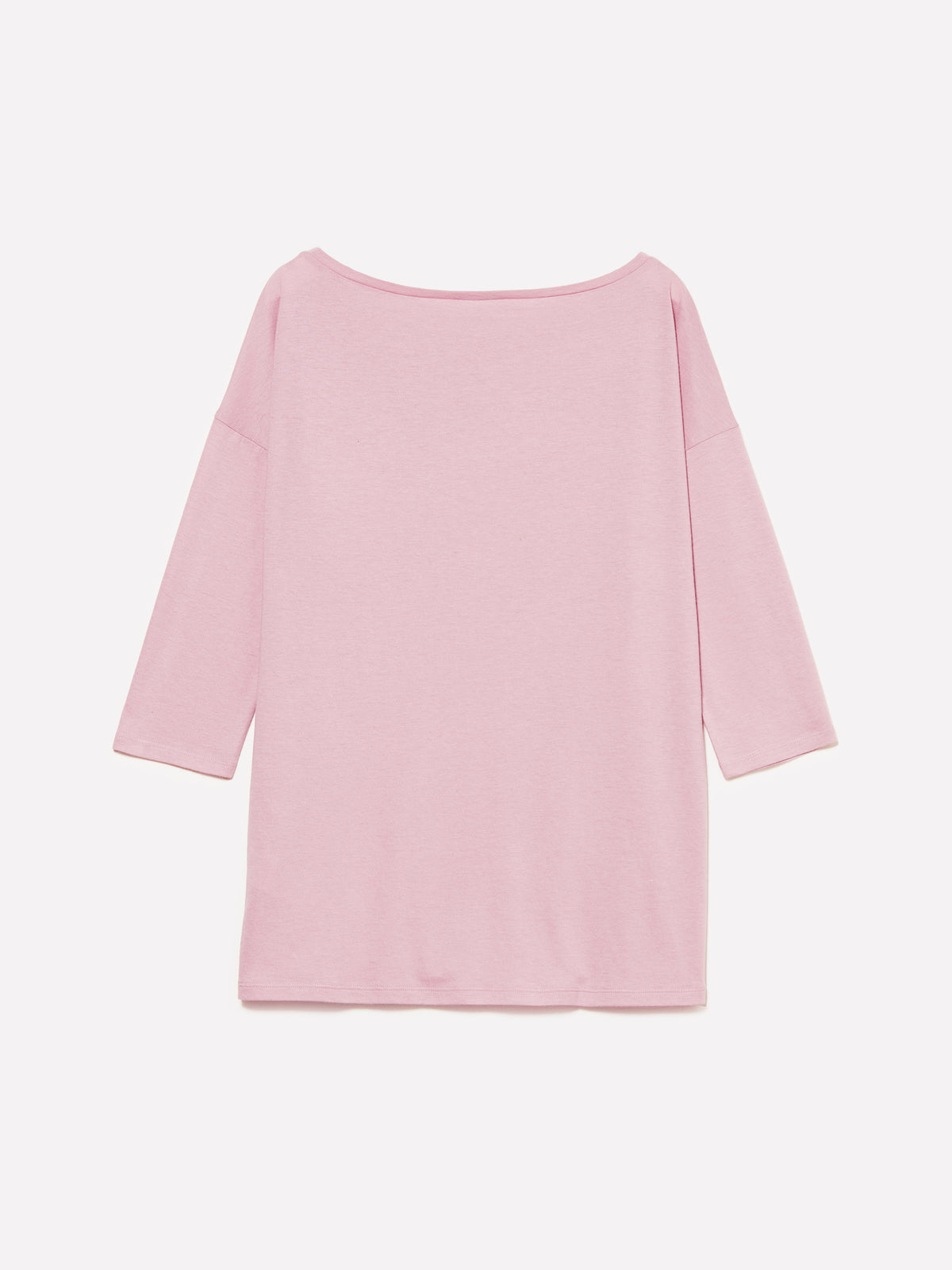 T-shirt malva con scollo a barca