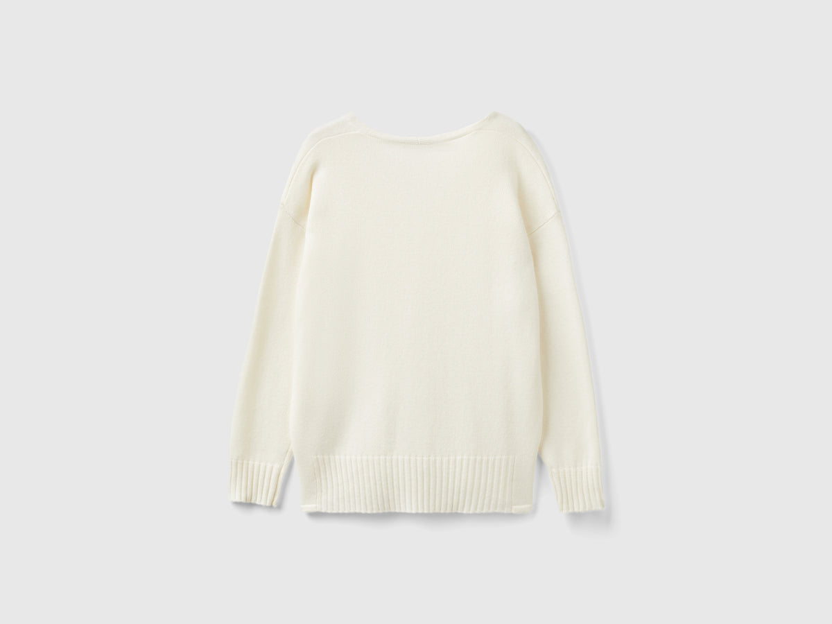 Maglia scollo a V in misto lana