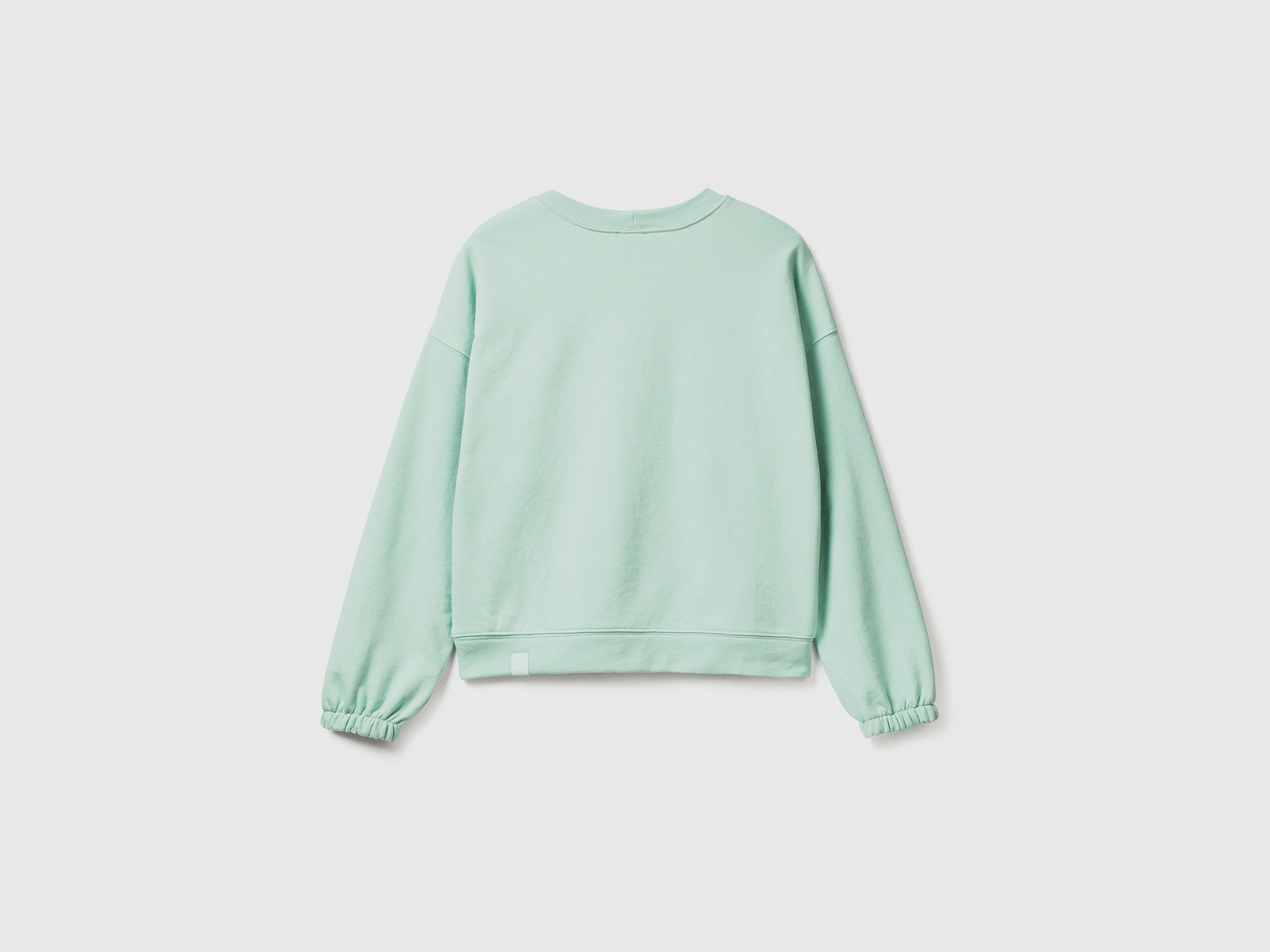 Felpa girocollo a manica lunga in misto cotone da donna verde chiaro 2 | Benetton Outlet