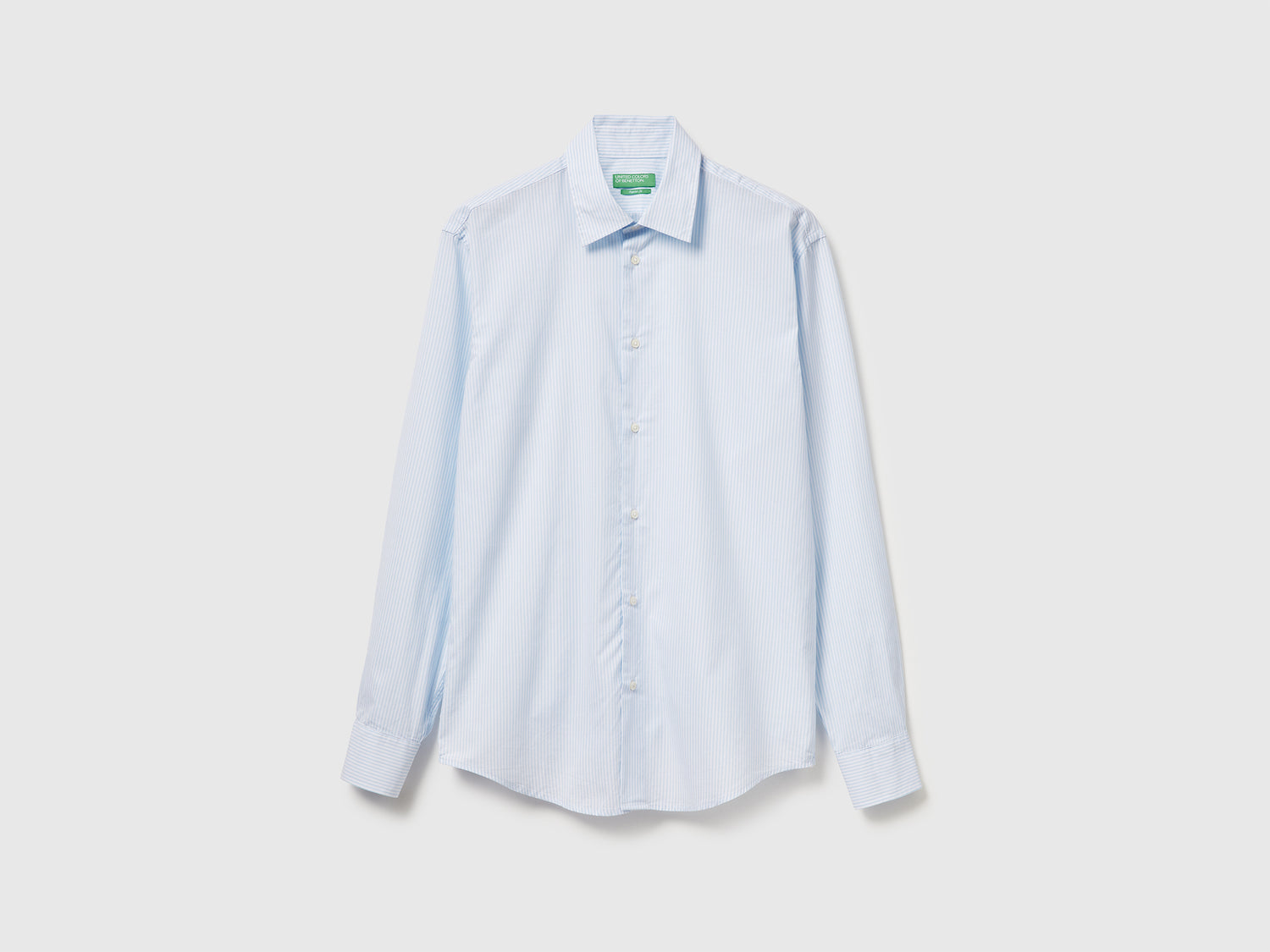 Camicia fantasia in cotone da uomo azzurro | Benetton Outlet