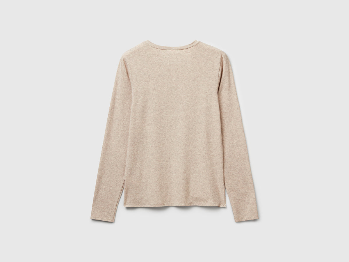 T-shirt manica lunga in cotone super stretch