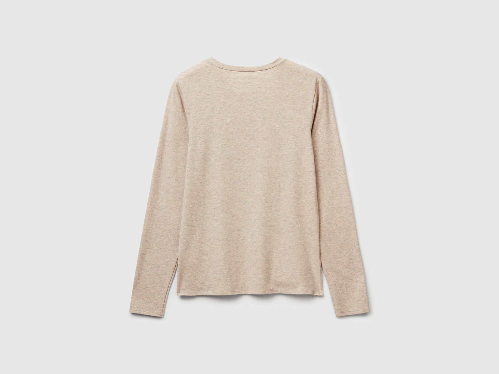 T-shirt manica lunga in cotone super stretch da donna beige 2 | Benetton Outlet