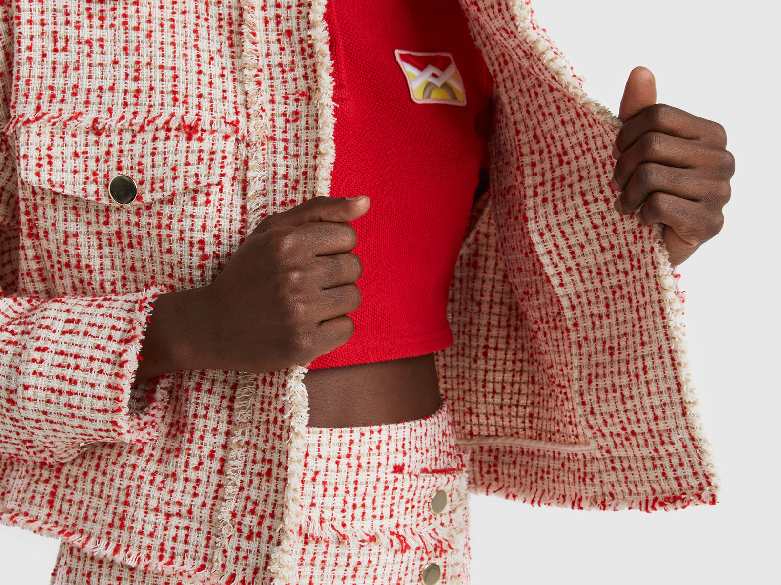 Giacchina bouclé da donna rosso 3 | Benetton Outlet