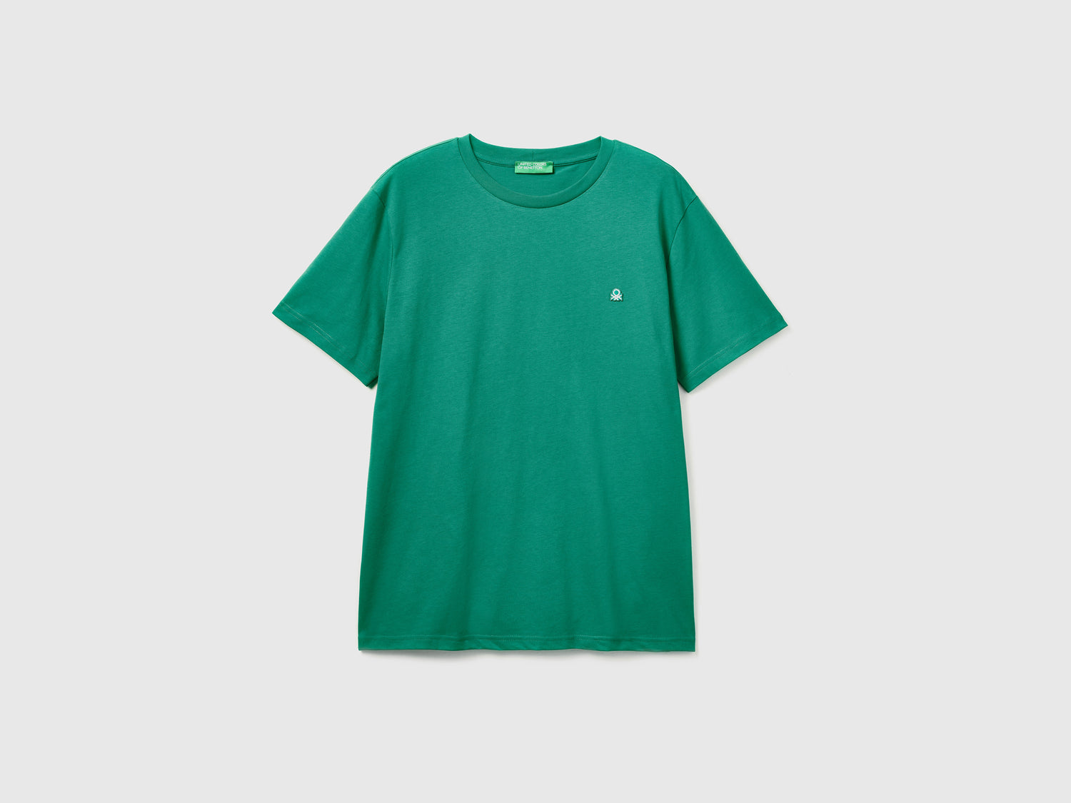 T-shirt basica 100% cotone bio da uomo verde scuro | Benetton Outlet