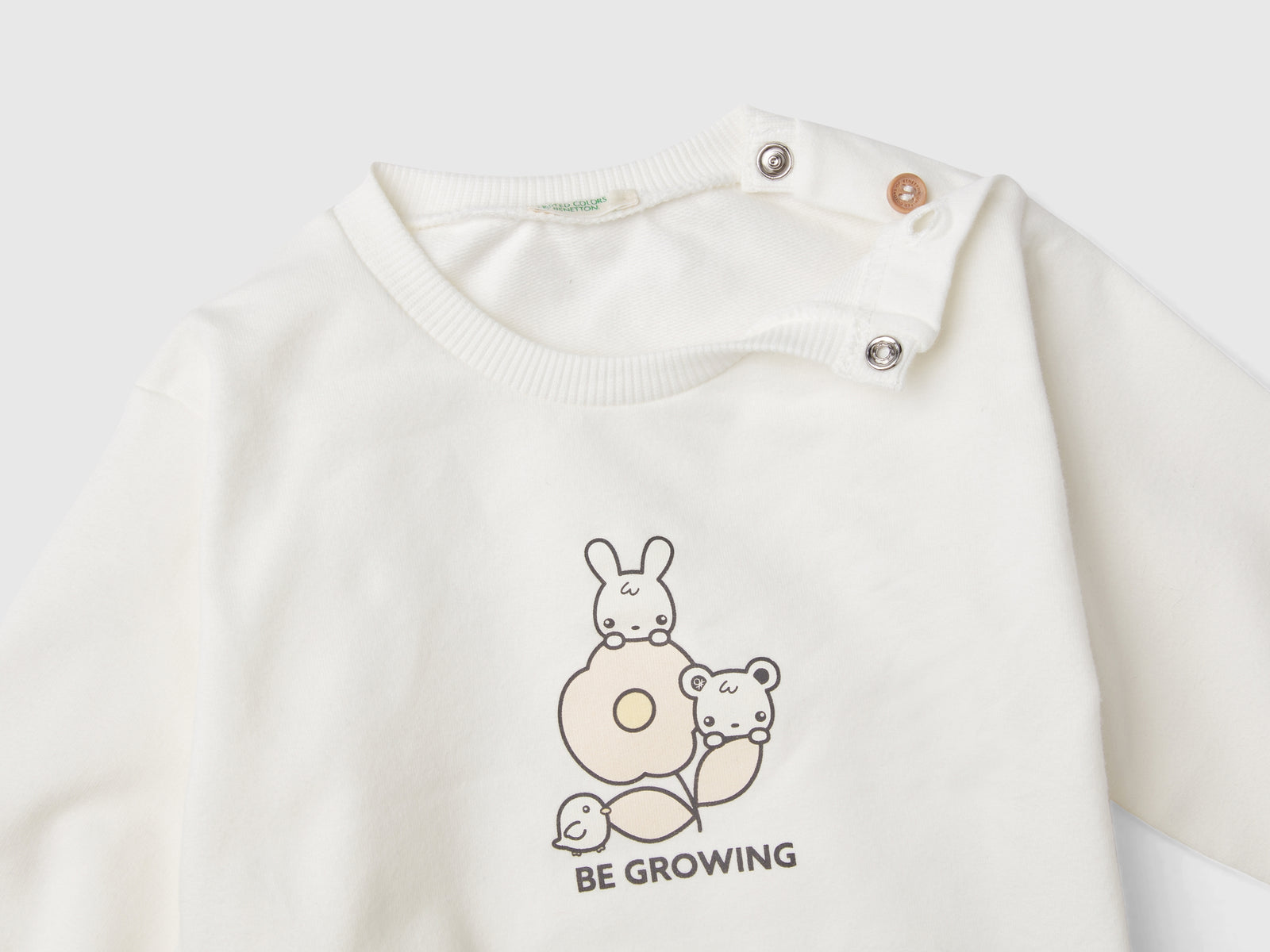 Completino in felpa leggera da neonato bianco panna 2 | Benetton Outlet