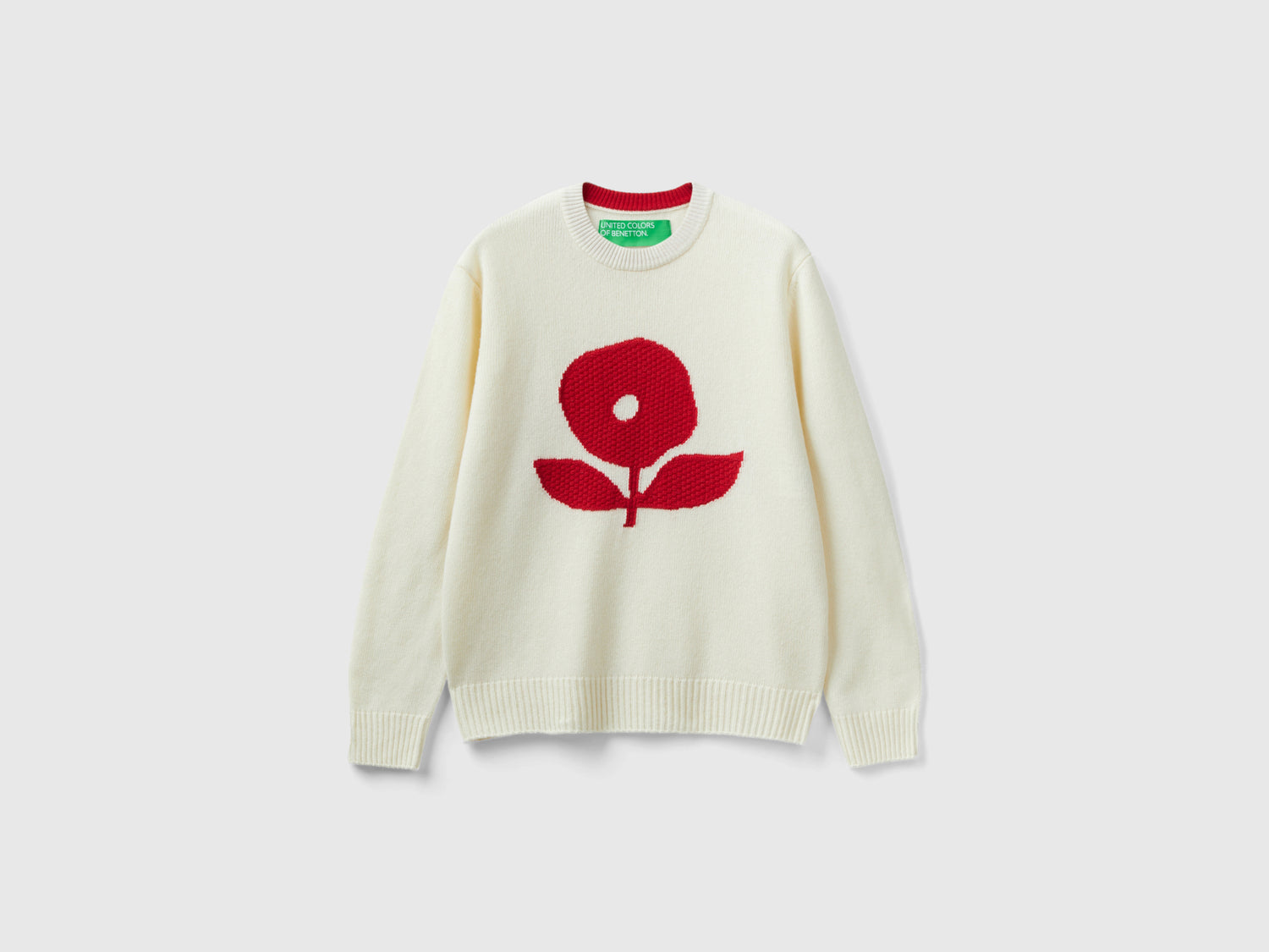 Maglia con intarsio floreale da donna bianco panna | Benetton Outlet