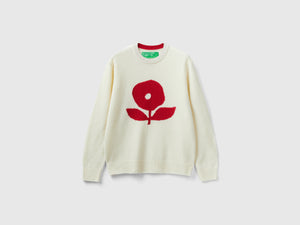 Maglia con intarsio floreale