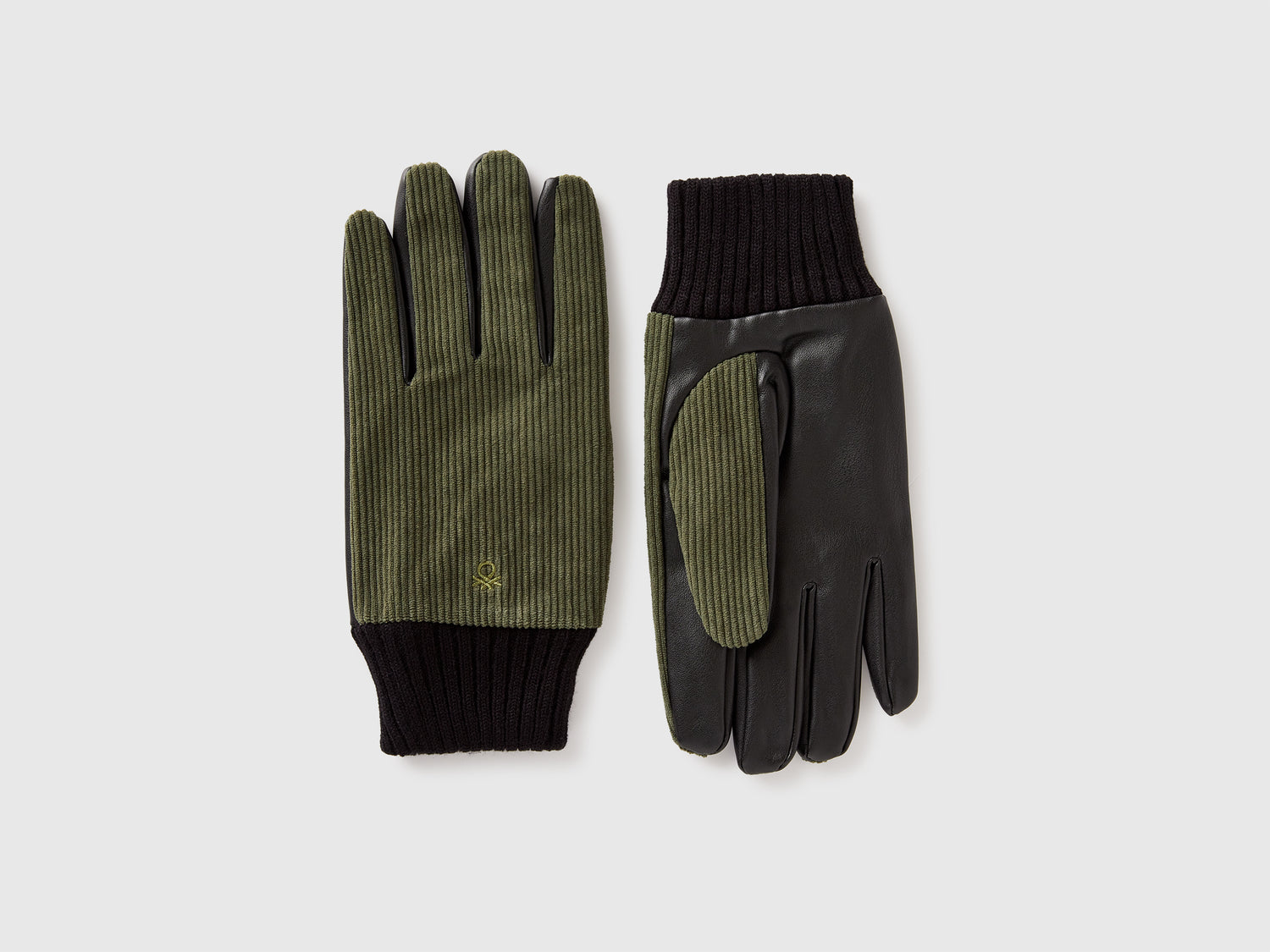 Guanti in velluto da uomo verde militare | Benetton Outlet