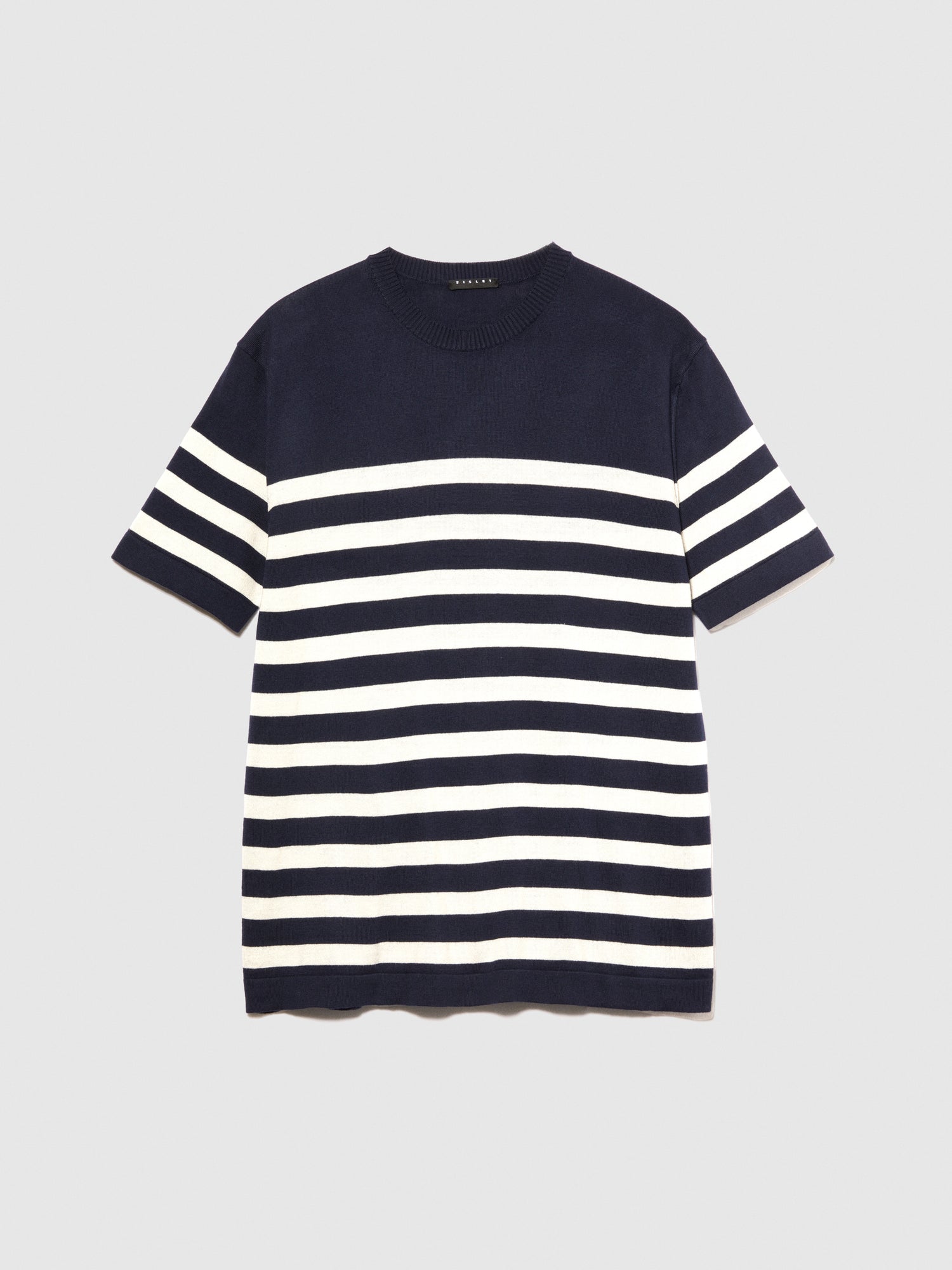 T-shirt in maglia a righe da uomo blu scuro | Sisley Outlet