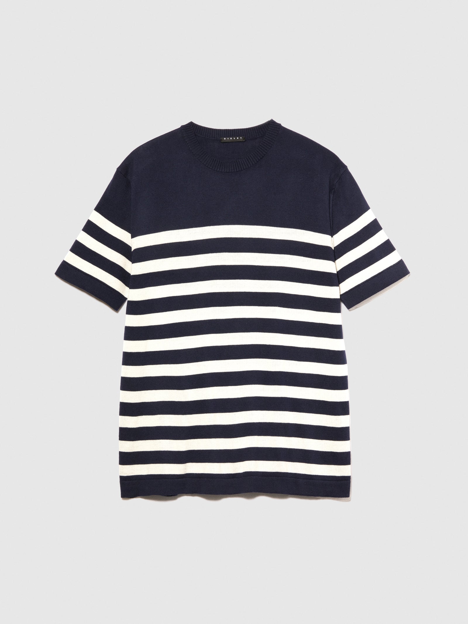 T-shirt in maglia a righe da uomo blu scuro | Sisley Outlet