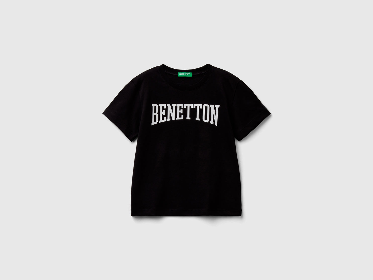 T-shirt 100% cotone con logo da bimbo nero | Benetton Outlet