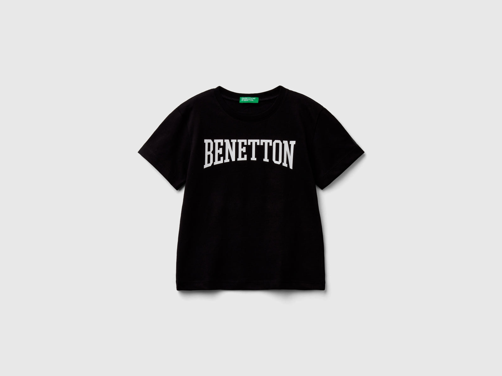 T-shirt 100% cotone con logo da bimbo nero | Benetton Outlet
