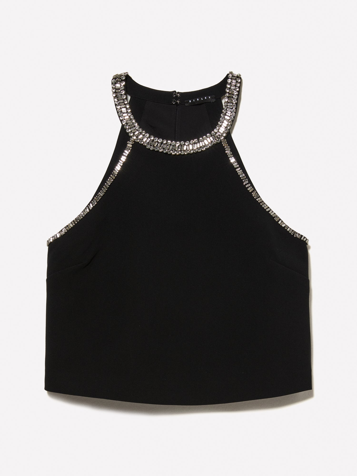 Top con applicazione gioiello da donna nero | Sisley Outlet