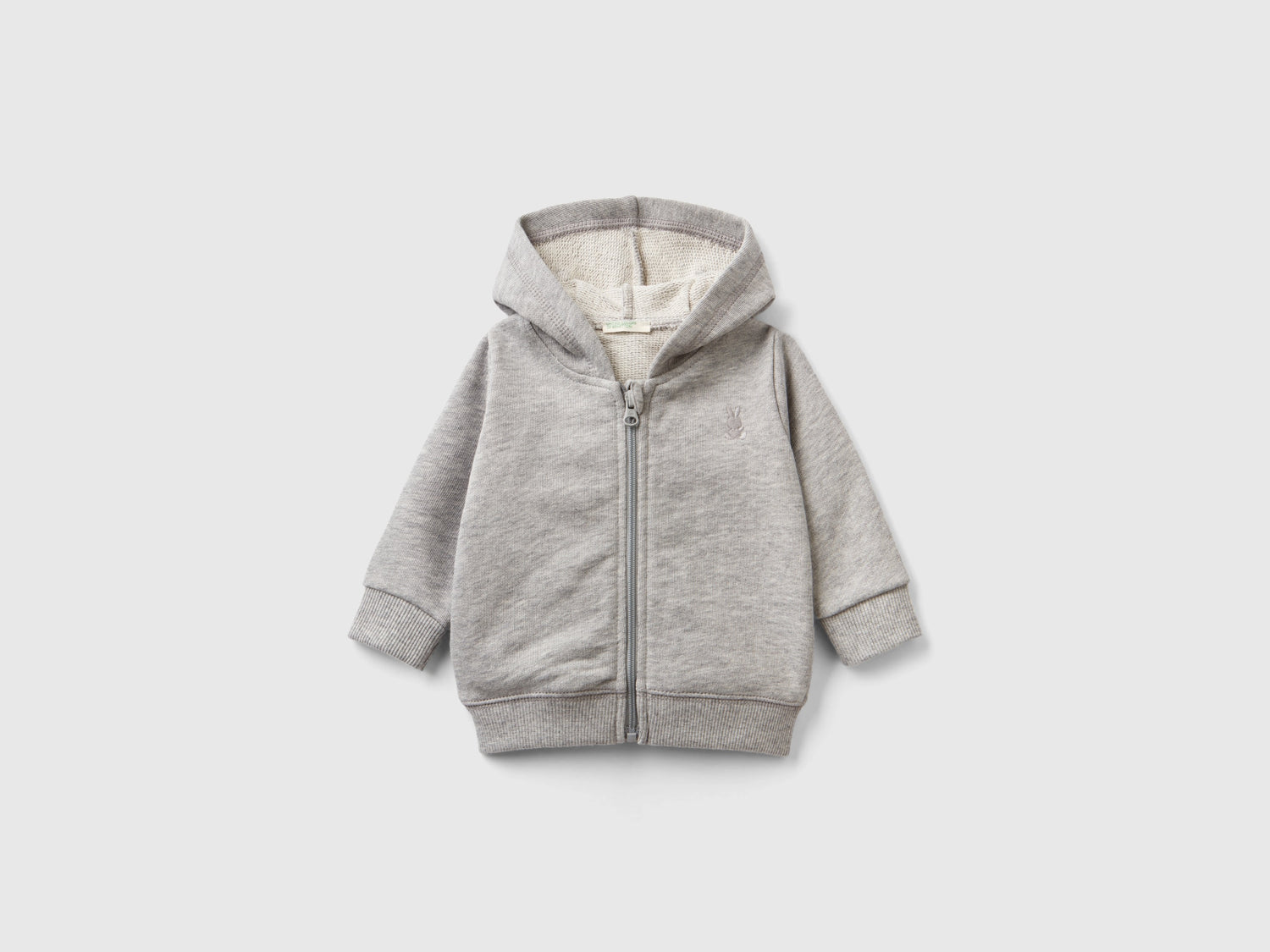 Felpa con cappuccio in cotone bio da neonato grigio chiaro | Benetton Outlet