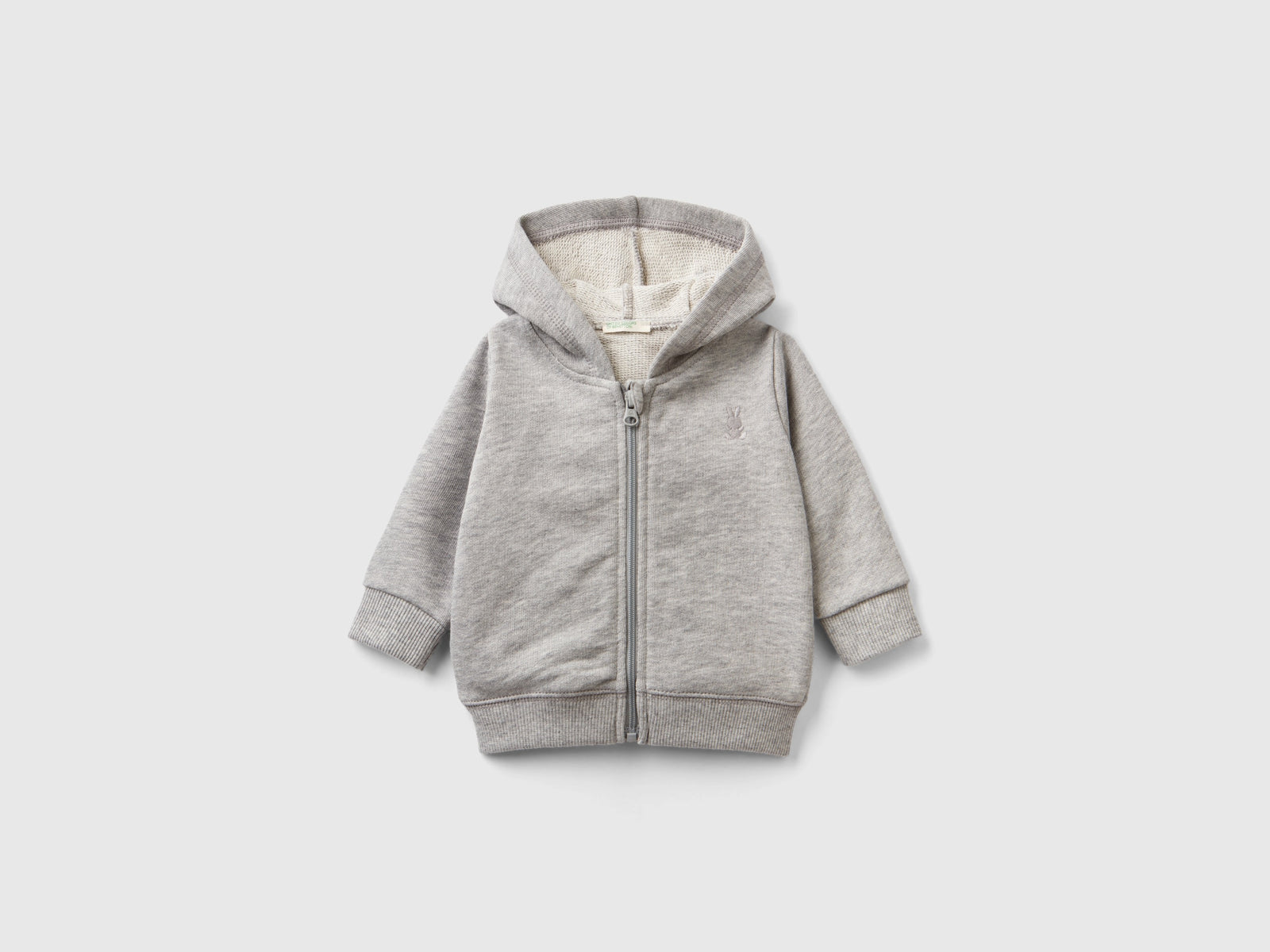 Felpa con cappuccio in cotone bio da neonato grigio chiaro | Benetton Outlet