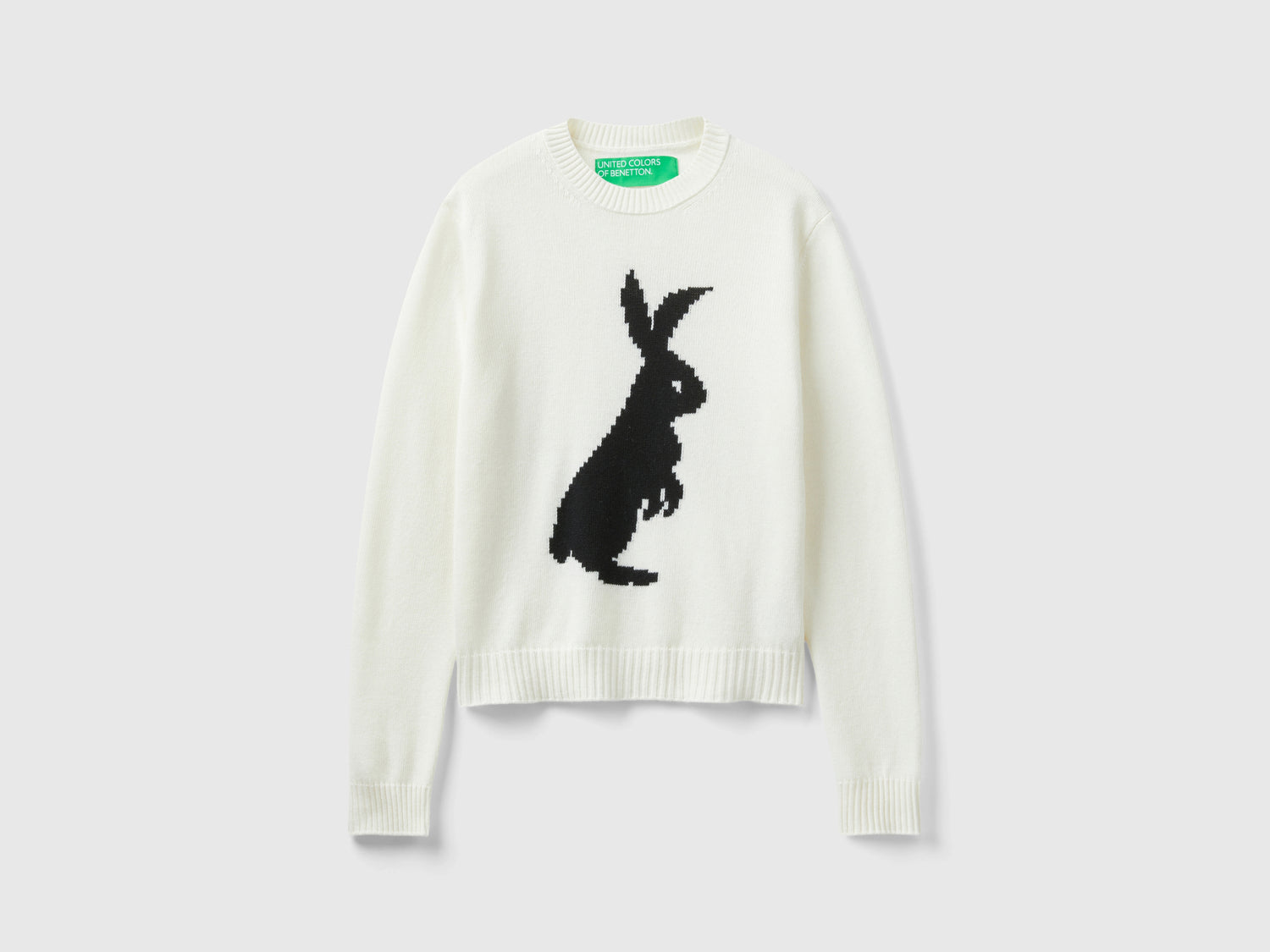 Maglioncino con intarsio coniglio da donna bianco | Benetton Outlet