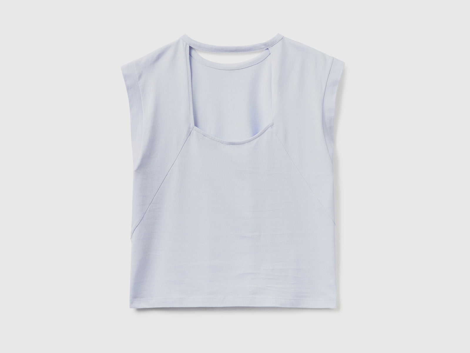 T-shirt girocollo smanicata in puro cotone da donna lilla 2 | Benetton Outlet