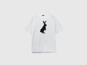 T-shirt con stampa coniglio
