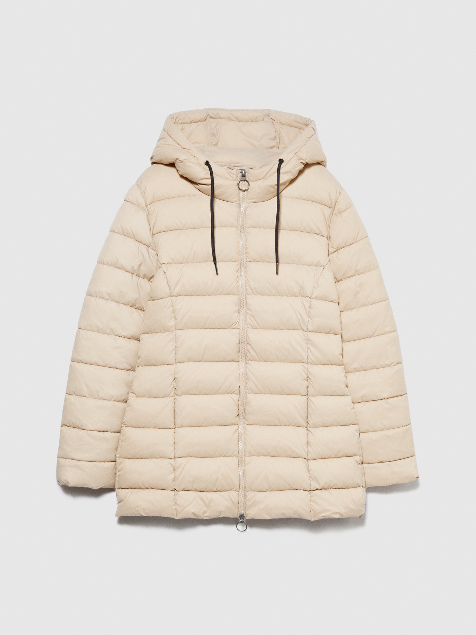 Piumino midi con cappuccio da donna beige | Sisley Outlet