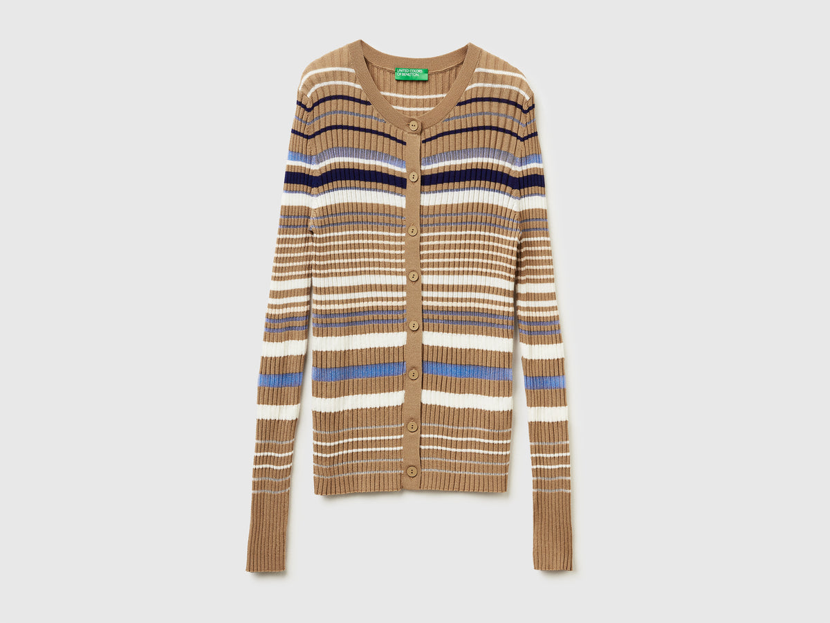 Cardigan a righe in misto viscosa