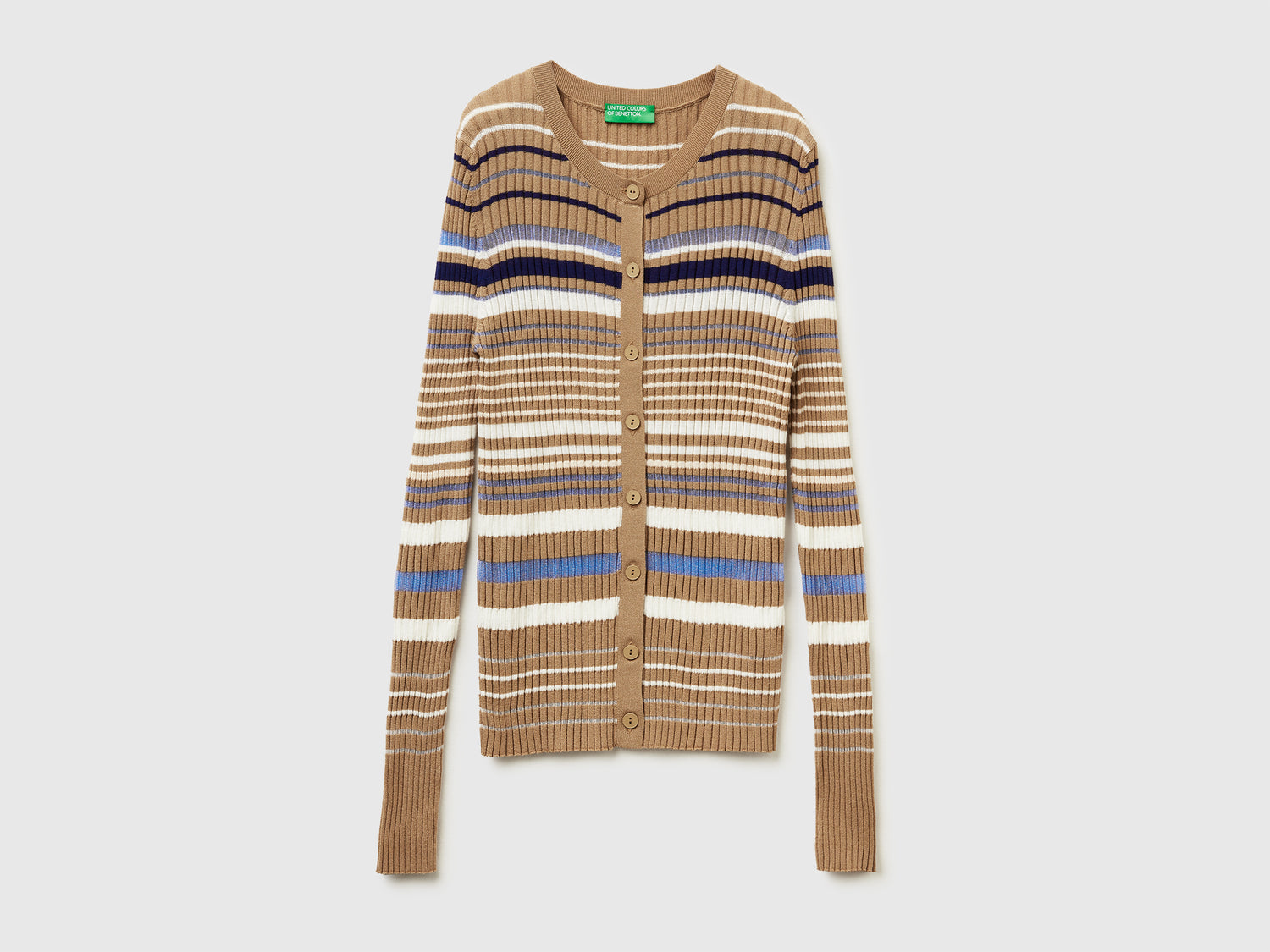 Cardigan a righe in misto viscosa da donna cammello | Benetton Outlet
